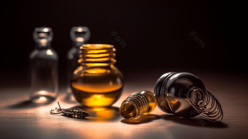 昏暗的背景医用医学研究的一瓶鱼油丸的拍摄图,高清,摄影图,摄影图片,图片大全,摄影图免费下载